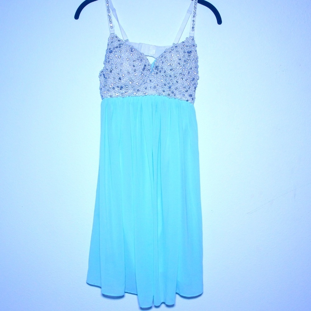 Teal and pearl homecoming dress
